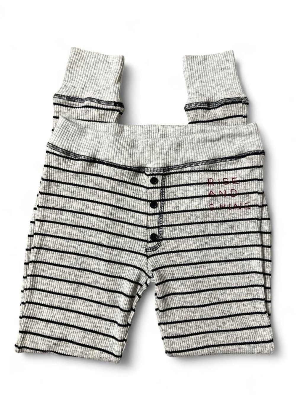 Sundry Ribbed Thermal Striped Leggings Rise and Shine Henley Size 1 Small